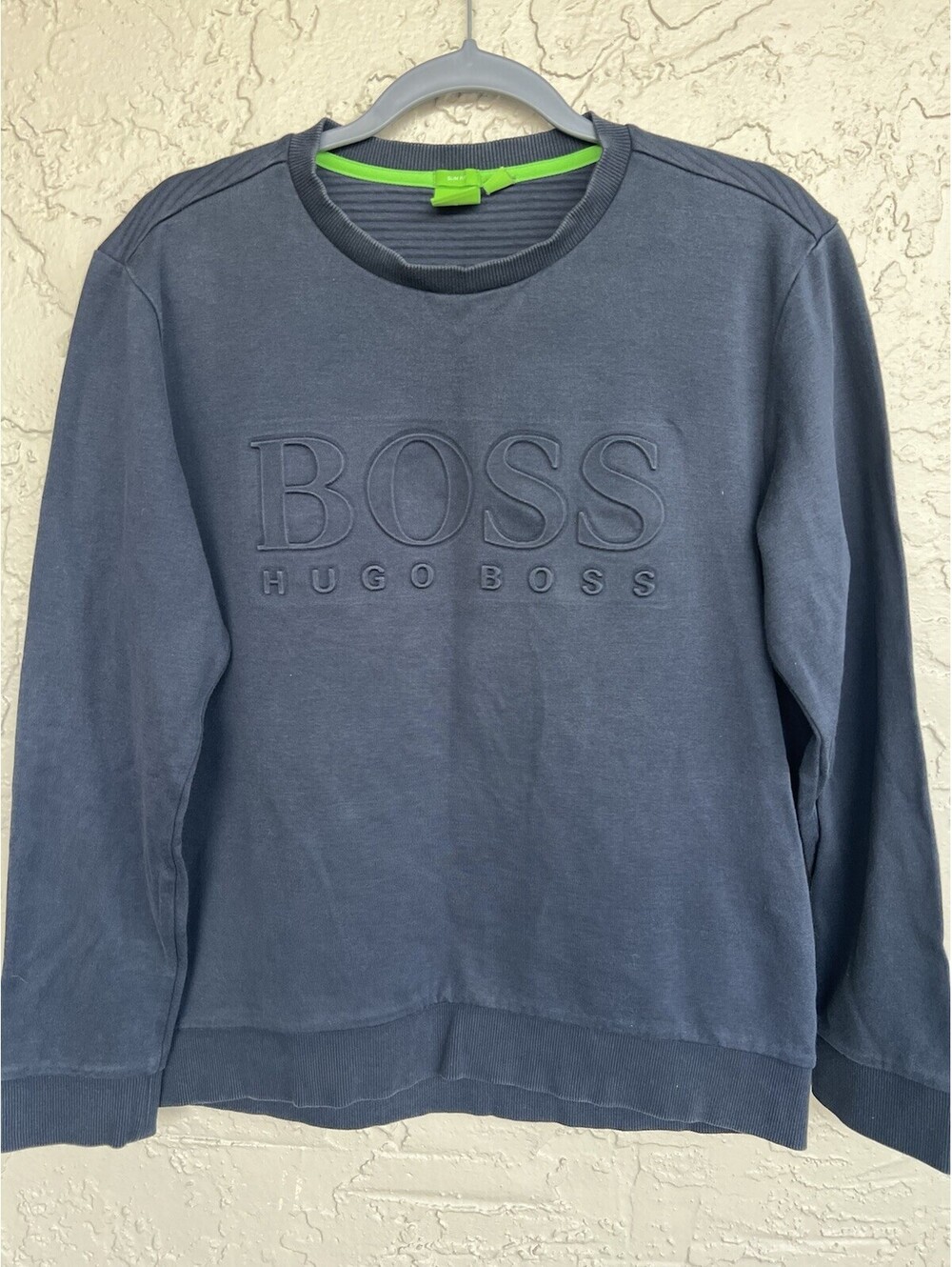 BOSS Hugo Boss Sweatshirt Mens L Blue Slim Fit Lightweight Knit